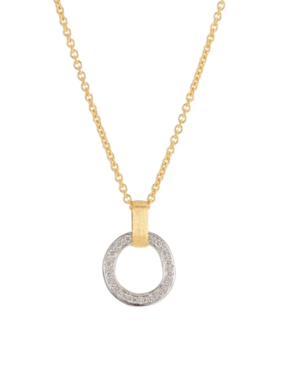 Shop Marco Bicego Women's Jaipur Two-tone 18k Gold & Diamond Hoop Pendant Necklace In Yellow Gold