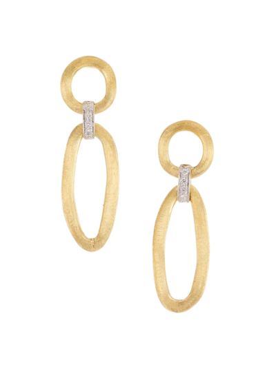 Shop Marco Bicego Women's Jaipur Two-tone 18k Gold & Diamond Mixed-link Earrings In Yellow Gold