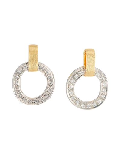 Shop Marco Bicego Women's Jaipur Two-tone 18k Gold & Diamond Hoop Drop Earrings In Yellow Gold