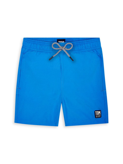 Shop Tom & Teddy Little Boy's & Boy's Solid Swim Trunks In Bright Blue