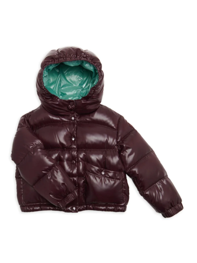 Shop Moncler Little Girl's & Girl's Bardanette Hooded Puffer Jacket In Burgundy