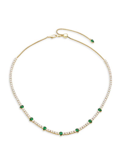 Shop Adriana Orsini Women's Loveall 18k-gold-plated, Crystal & Cubic Zirconia Necklace In Gold Emerald