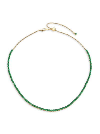 Shop Adriana Orsini Women's Loveall 18k-gold-plated & Faux Emerald Tennis Necklace In Gold Emerald