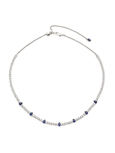 Shop Adriana Orsini Women's Loveall Sterling Silver & Pear Cubic Zirconia Tennis Necklace In Silver Sapphire