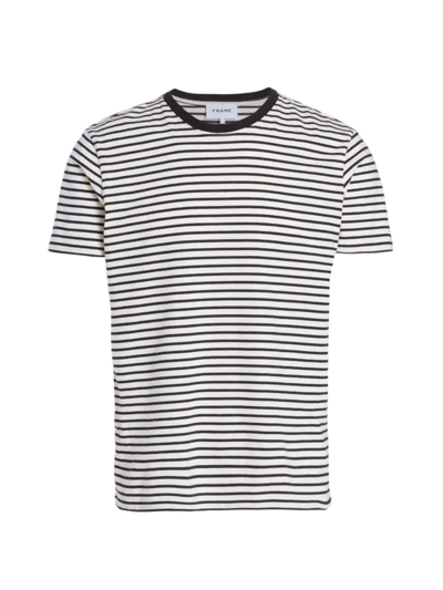 Shop Frame Men's Striped Cotton Jersey T-shirt In Off White