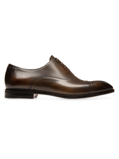 Shop Bally Men's Oxford Leather Loafers In Mid Brown