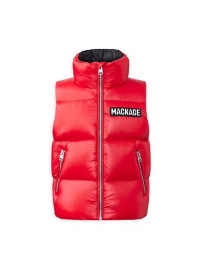 Shop Mackage Little Boy's & Boy's Charlee Lustrous Lightweight Down Vest In Red