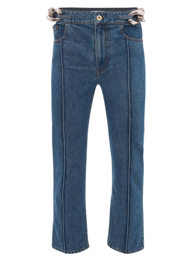 Shop Jw Anderson Men's Chainlink Slim-fit Jeans In Light Blue