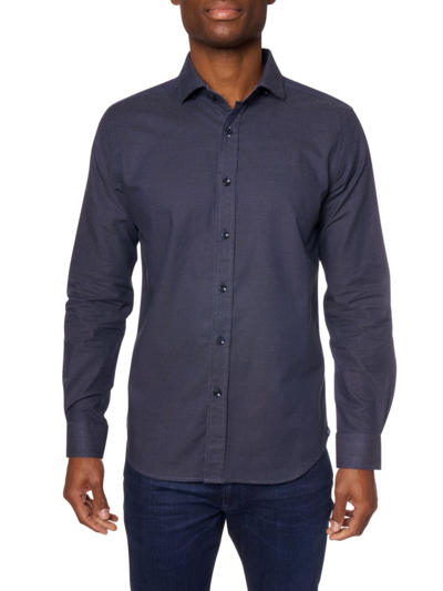 Shop Robert Graham Men's Franklin Woven Shirt In Midnight Navy
