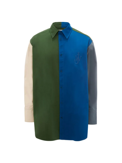 Shop Jw Anderson Men's Colorblock Overshirt In Green Multi