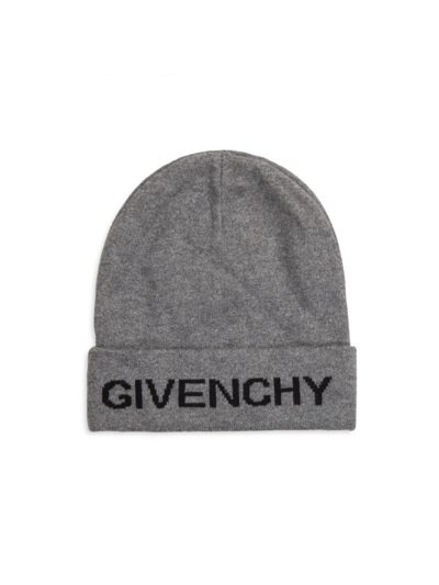 Shop Givenchy Kid's Logo Knit Beanie In Grey