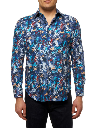 Shop Robert Graham Men's Fracture Camo Print Long-sleeve Woven Shirt In Neutral