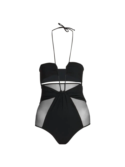 Shop Nensi Dojaka Women's Sheer-paneled One-piece Swimsuit In Black