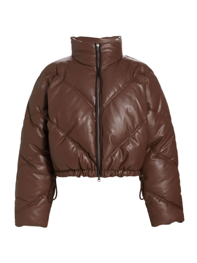 Shop A.l.c Women's Morrison Coated Cropped Puffer Jacket In Caffe