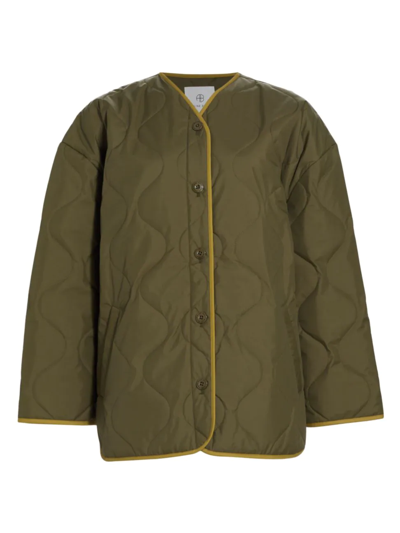 Shop Anine Bing Women's Paddington Quilted Raincoat In Green