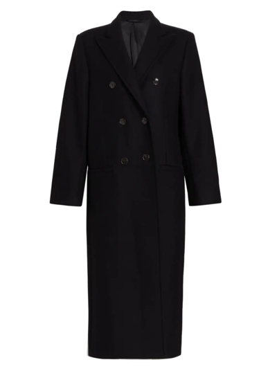 Shop Totême Women's Tailored Double-breasted Wool Coat In Black