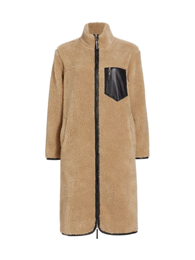 Shop Anine Bing Women's Ryder Long Fleece Coat In Brown