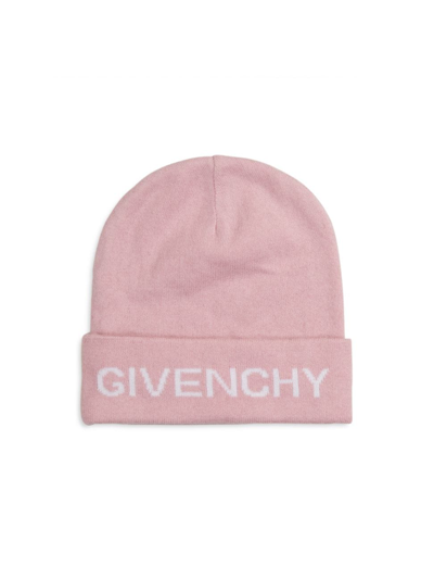 Shop Givenchy Cotton-cashmere Logo Knit Hat In Pink