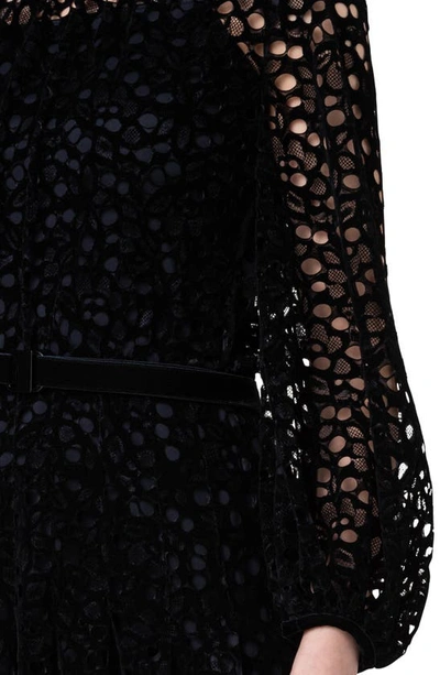 Shop Akris Punto Butterfly Wing Semisheer Belted Dress In Black