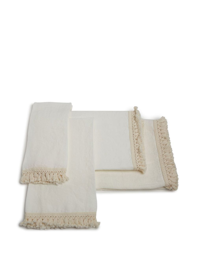 Once Milano Fringed Beach-towel In White