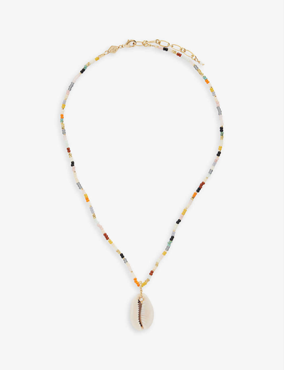 Shop Anni Lu Shelly Eldorado 18ct Yellow-gold Plated Brass And Glass Beaded Necklace