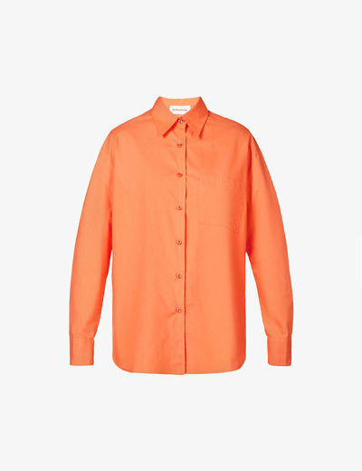 Shop The Frankie Shop Lui Relaxed-fit Organic-cotton Shirt In Tangerine