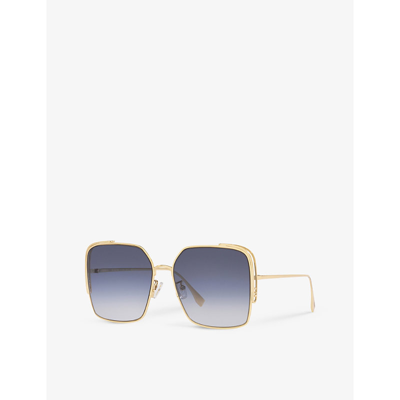 Shop Fendi Women's Grey Fe40038u O'lock Square-frame Metal Sunglasses