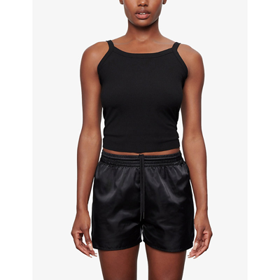 Shop Skims Utility Sport Mid-rise Woven Shorts In Onyx