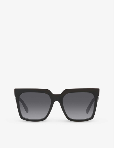 Shop Celine Women's Black Cl4055in Rectangular Acetate Sunglasses