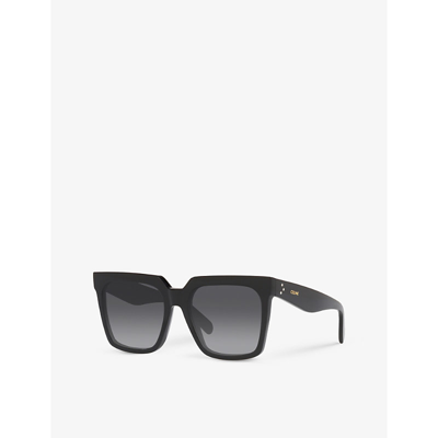 Shop Celine Women's Black Cl4055in Rectangular Acetate Sunglasses