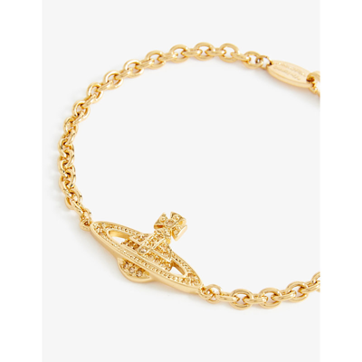 Shop Vivienne Westwood Men's Gold Light Colo Tpaz Mini Bas Relief Brass And Crystal Bracelet