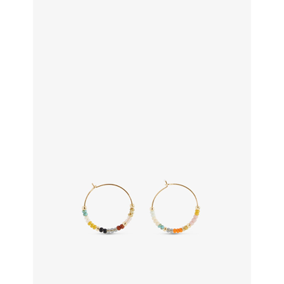 Shop Anni Lu Shelly Eldorado 18ct Yellow-gold Plated Brass And Glass Beaded Hoop Earrings
