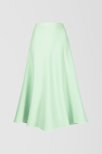 Shop Jil Sander Flared Boiled Wool Midi Skirt In Green