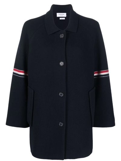 Shop Thom Browne Armbands Cropped Car Coat In Blue