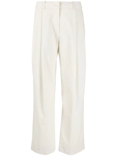 Shop Low Classic Wide-leg Pleat-detail Trousers In Neutrals