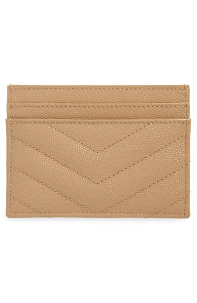 Shop Saint Laurent Monogram Quilted Leather Credit Card Case In Chene