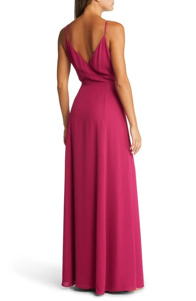 Shop Wayf The Angelina Slit Wrap Gown In Magenta