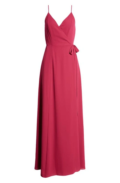 Shop Wayf The Angelina Slit Wrap Gown In Magenta