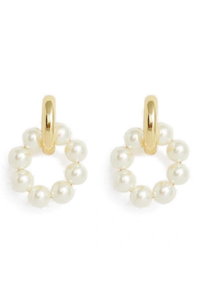Shop Petit Moments Tyson Imitation Pearl Hoop Earrings In Gold