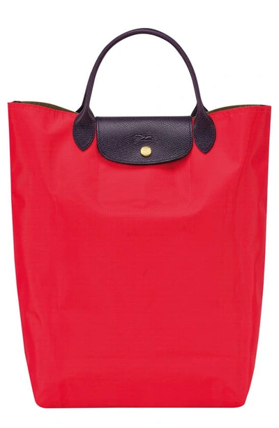 Longchamp Women's Le Pliage N/s Colorblock Canvas Top Handle Tote In Kiss  Red | ModeSens