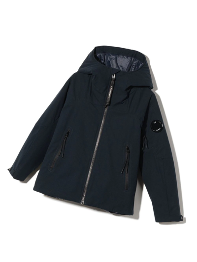 Shop C.p. Company Lens Detail Zipped Rain Jacket In Blue