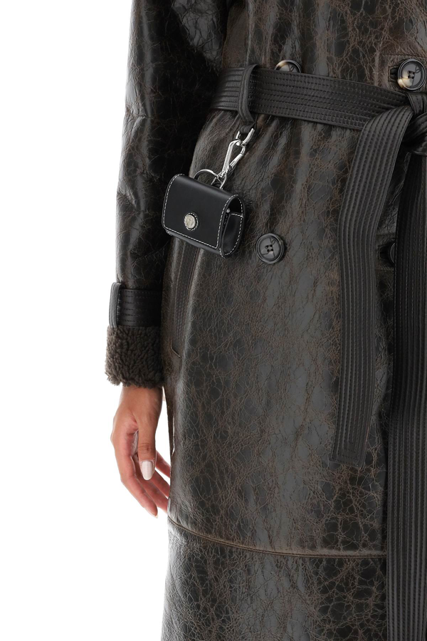 Saks Potts Brown Alexa Leather Trench Coat