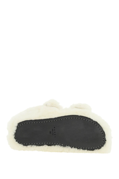 Shop Marni Shearling Fussbett Sandal In White