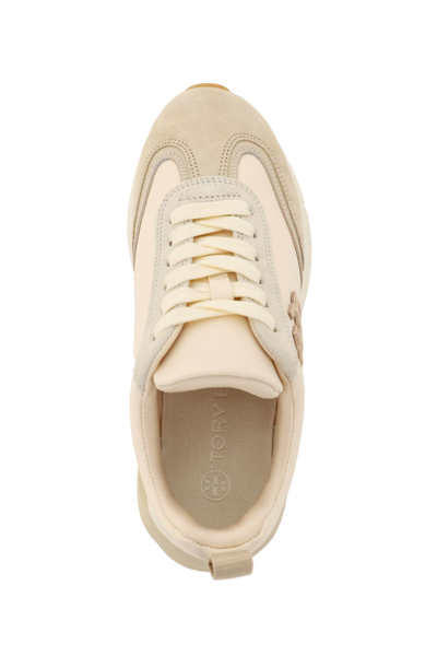 Shop Tory Burch Suede And Nylon Good Luck Sneakers In Beige