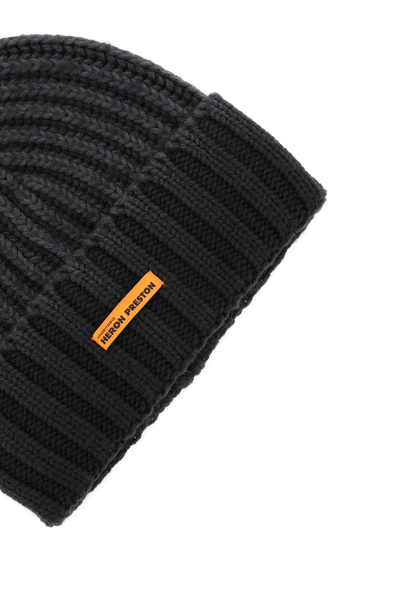 Shop Heron Preston Wool Beanie Hat In Black