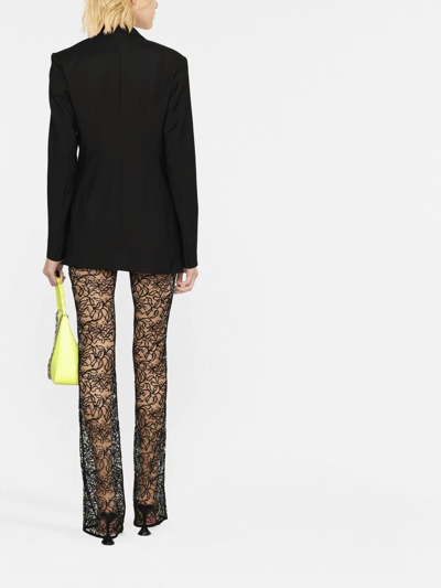 Saint Laurent Straight-leg Floral Lace Trousers In Schwarz