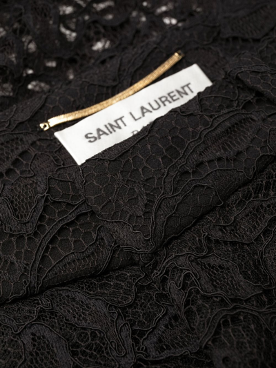 Shop Saint Laurent Straight-leg Floral Lace Trousers In Schwarz