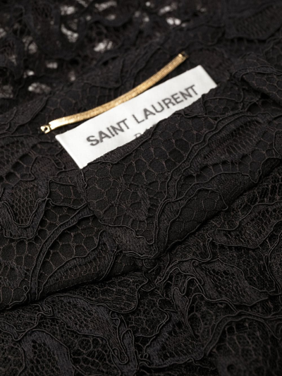 Saint Laurent Straight-leg Floral Lace Trousers In Schwarz