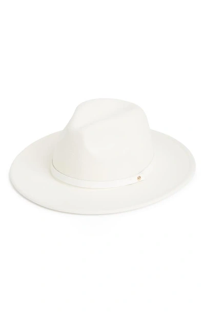 Shop Melrose And Market Faux Leather Trim Felt Panama Hat In White Combo