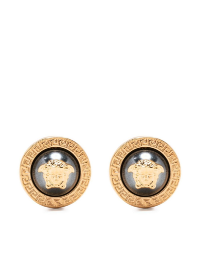 Shop Versace 'medusa' Earrings In Oro